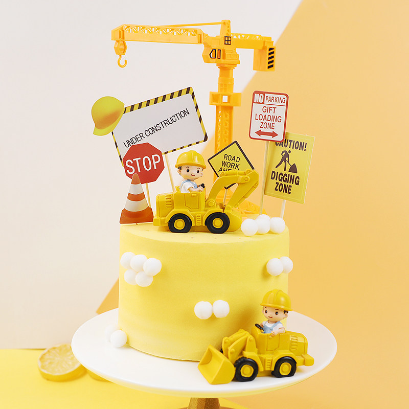 烘焙生日蛋糕装饰摆件网红挖掘机推土机路障吊机男孩插牌插件套装,节庆用品/礼品,蛋糕/烘焙装饰用品,淘宝优惠券,粉丝福利购,淘宝优惠卷