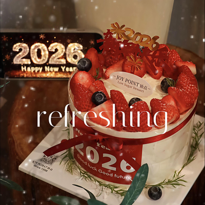 包邮2026跨年马年新年网红蛋糕装饰插件亚克力新年快乐贴纸插件