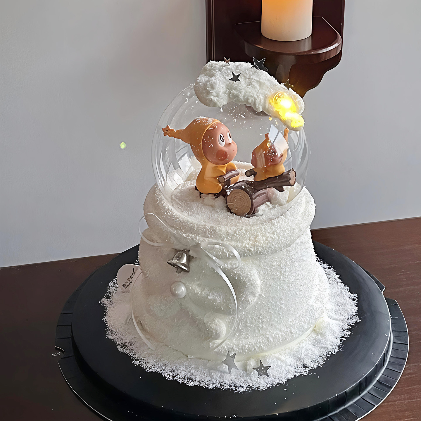 包邮网红生日蛋糕装饰摆件星星卡通星仔水晶球透明罩玻璃罩插件