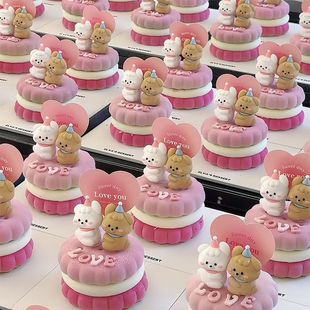 七夕情人节网红蛋糕硅胶夹心小饼干慕斯模具爱心卡片狗狗摆件插件