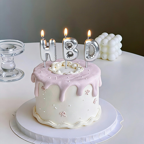 包邮烘焙蛋糕装饰生日快乐蜡烛气球造型HBD蜡烛生日派对甜品插件