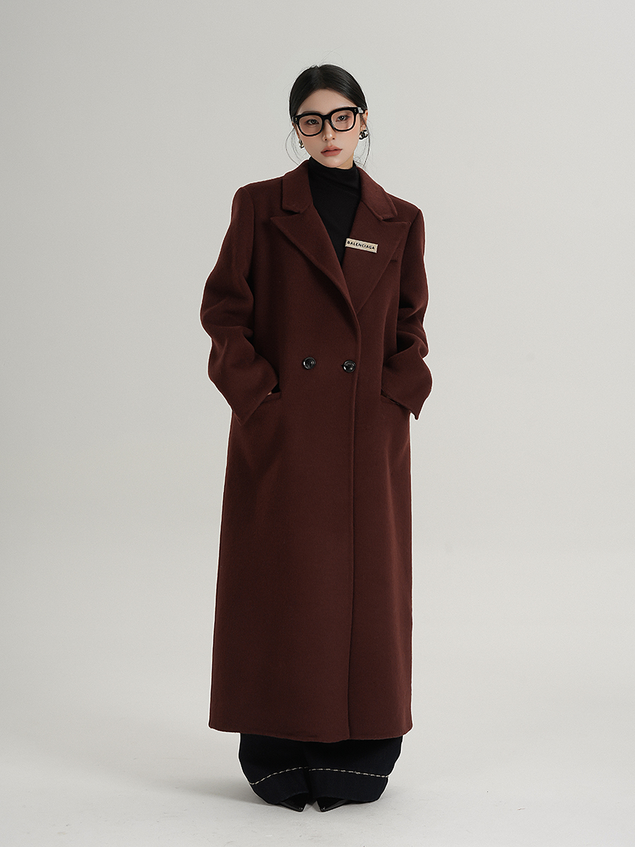 High-End New Year Red Coat Woolen Coat Long Double-Sided Woolen Winter New Women's Clothing