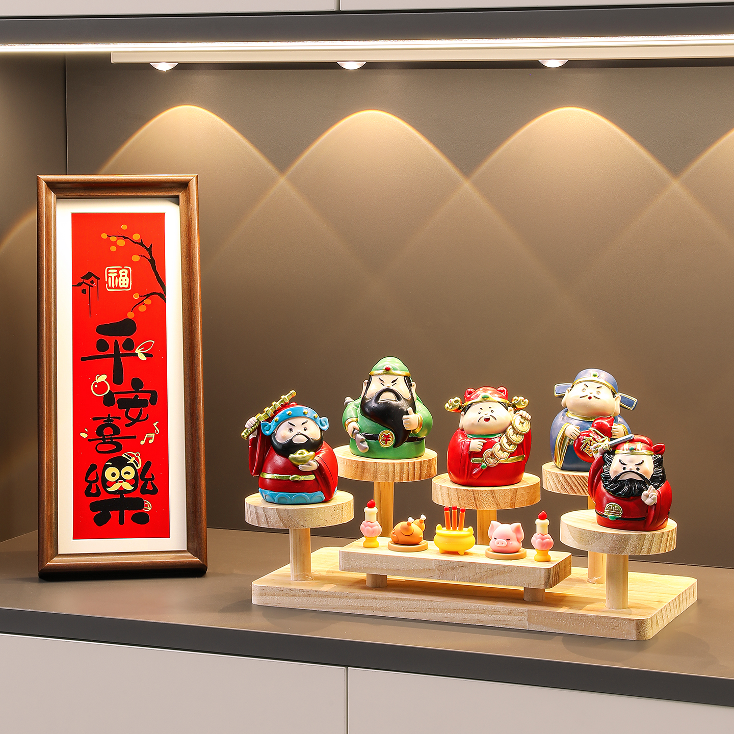 海贝海五路财神爷摆件玄关摆设