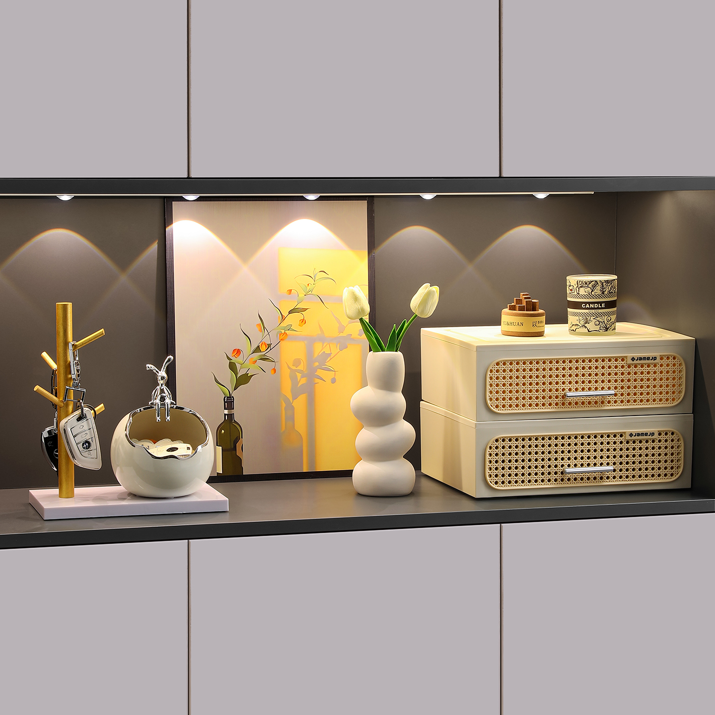 奶油风钥匙收纳玄关摆件