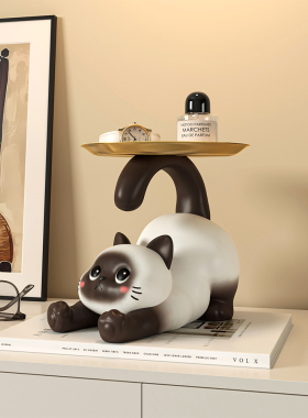 海贝海暹罗猫钥匙收纳摆件玄关客厅家居装饰品治愈解压摆设新居礼