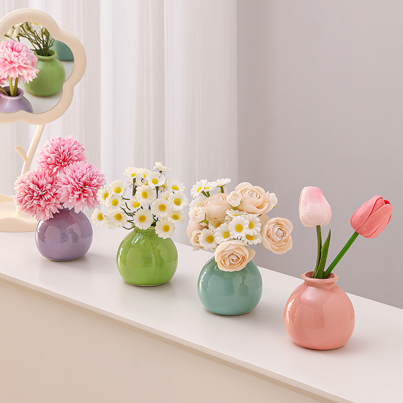 陶瓷桌面摆件仿真花客厅电视柜