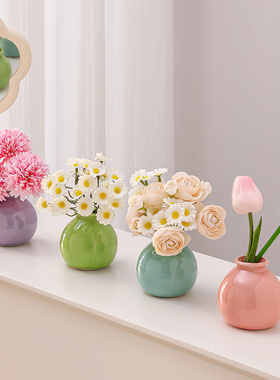 桌面摆件仿真花高级感小众客厅电视柜少女飘窗卧室布置房间装饰品