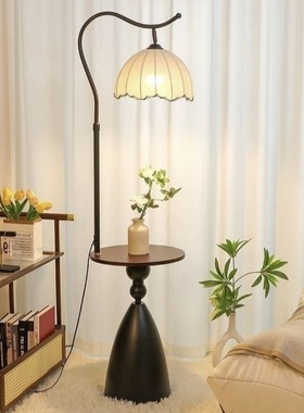 中古风落地灯氛围感置物架客厅沙发旁装饰摆件卧室角落立式床头灯