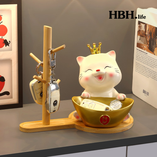招财猫入户玄关钥匙收纳装饰摆件