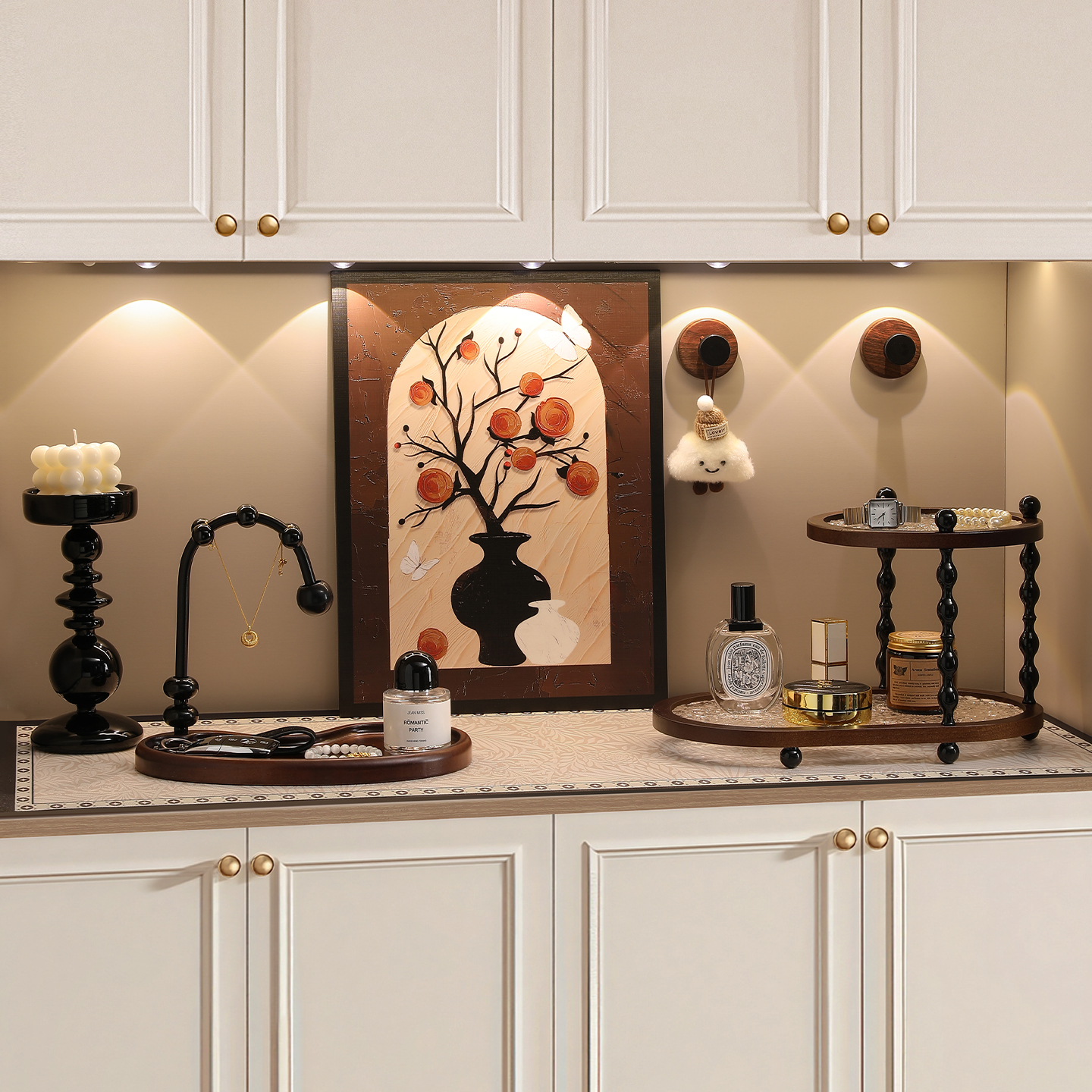 中古风钥匙收纳玄关摆件置物架新中式入户门置物柜装饰摆件高级感