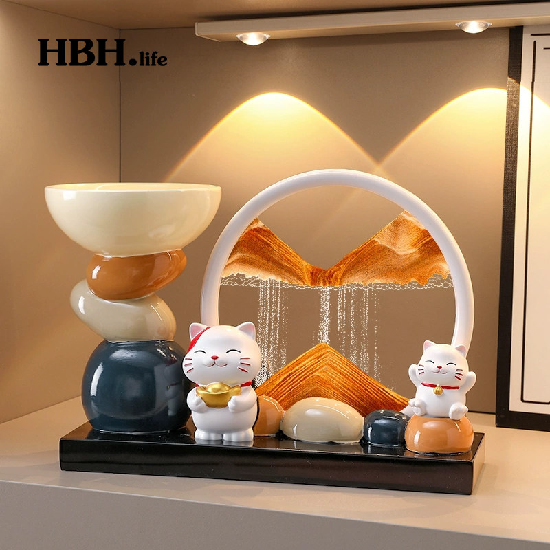 招财猫流沙画摆件钥匙收纳好物图片