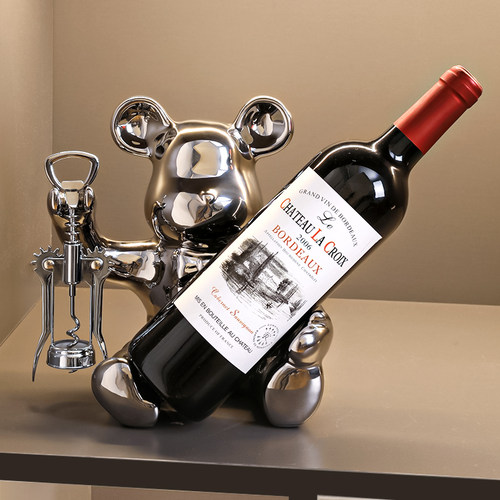 暴力熊红酒架摆件高级感轻奢高档家居客厅2025电视柜酒柜软装饰品