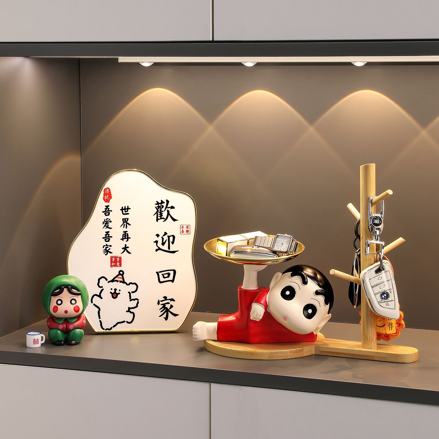 蜡笔小新玄关钥匙收纳摆件装饰品