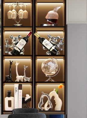 海贝海轻奢高档暴力熊红酒架酒柜装饰摆件现代客厅电视柜家居饰品