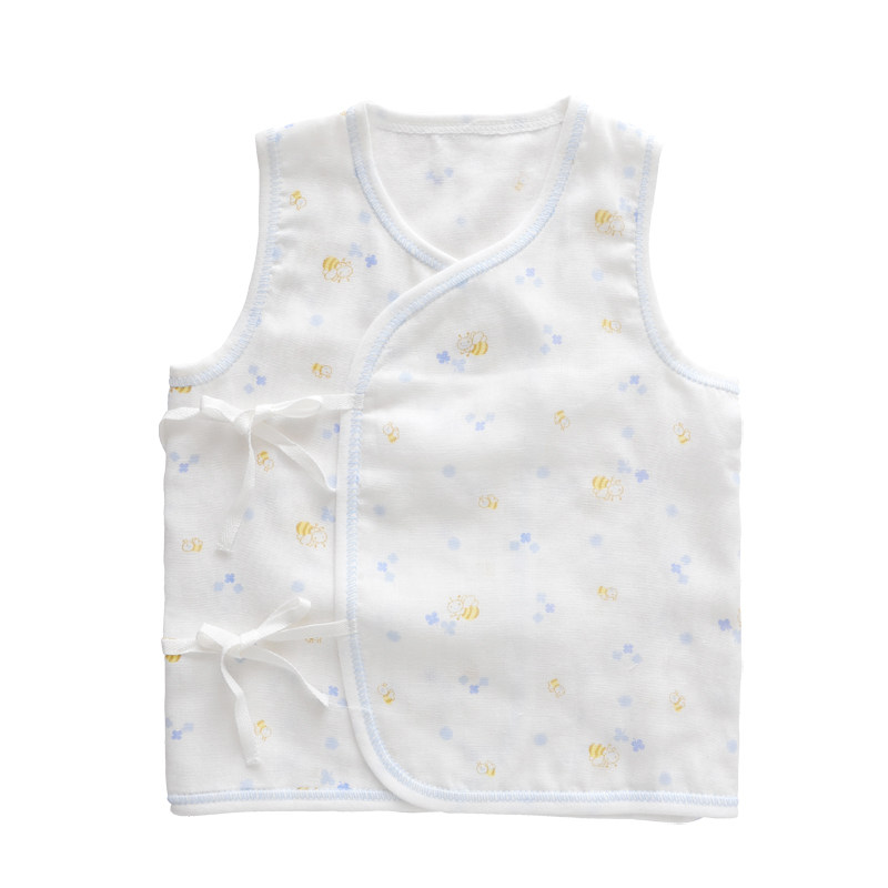 盛哲卡新生儿衣服夏婴儿背心纱布衣服夏无袖纯棉纱布背心宝宝初生