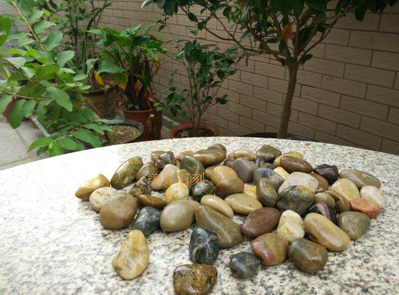 天然小鹅卵石喷水池铺底五彩花石养鱼石盆景石头园艺路铺小道石头