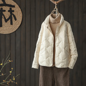 羽绒服女短款 立领纯色宽松白鸭绒保暖外套 轻薄时尚 2024年冬季 新款