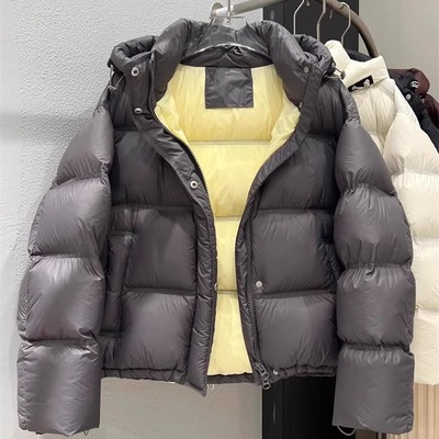 巨厚羽绒服女短款泡芙面包服加厚宽松情侣装90白鸭绒羽绒服保暖潮