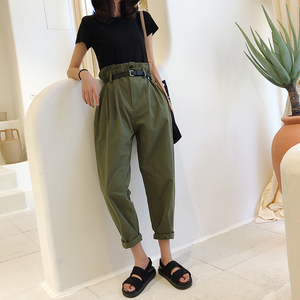 高腰宽松花苞裤