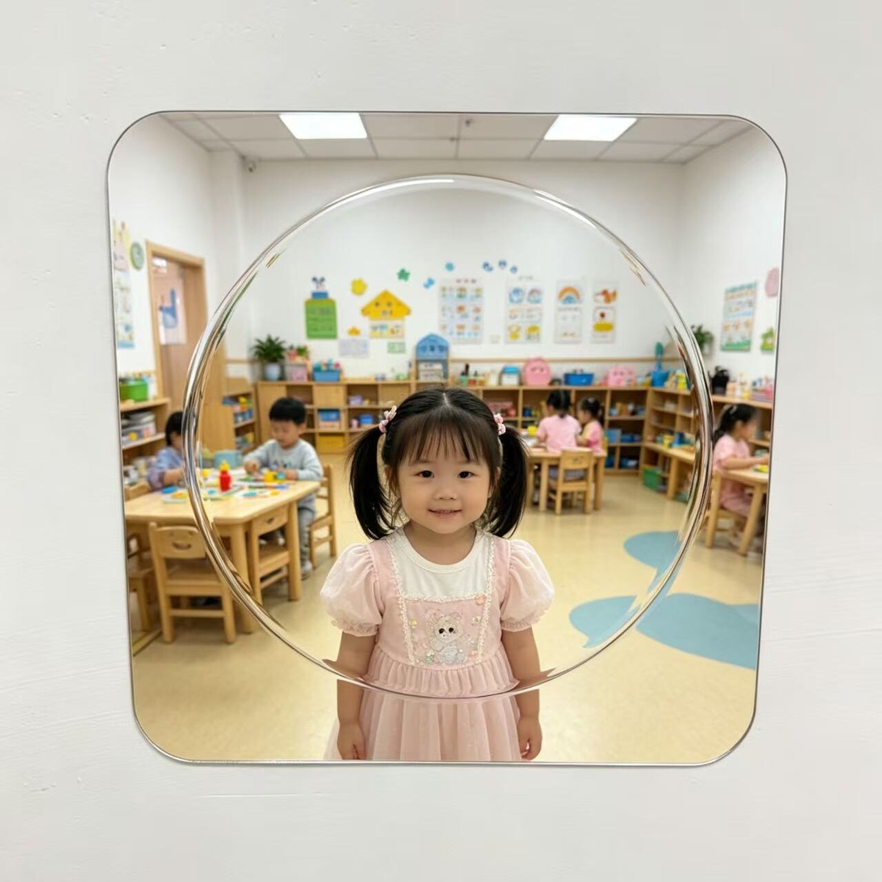亚克力幼儿园早教凹凸镜哈哈镜彩色幼儿园墙面装饰镜子，认知镜子图片