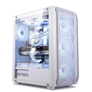 金河田 预见傲雪 台式机电脑机箱 透明全透游戏ATX水冷中塔主机箱