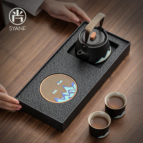 茶台家用小茶台茶托 托盘长方形茶海沥水盘办公室干泡台茶盘小型