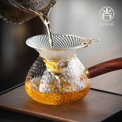 玻璃茶漏茶滤一体公道杯小青柑茶叶茶水分离器泡茶具配件茶过滤网