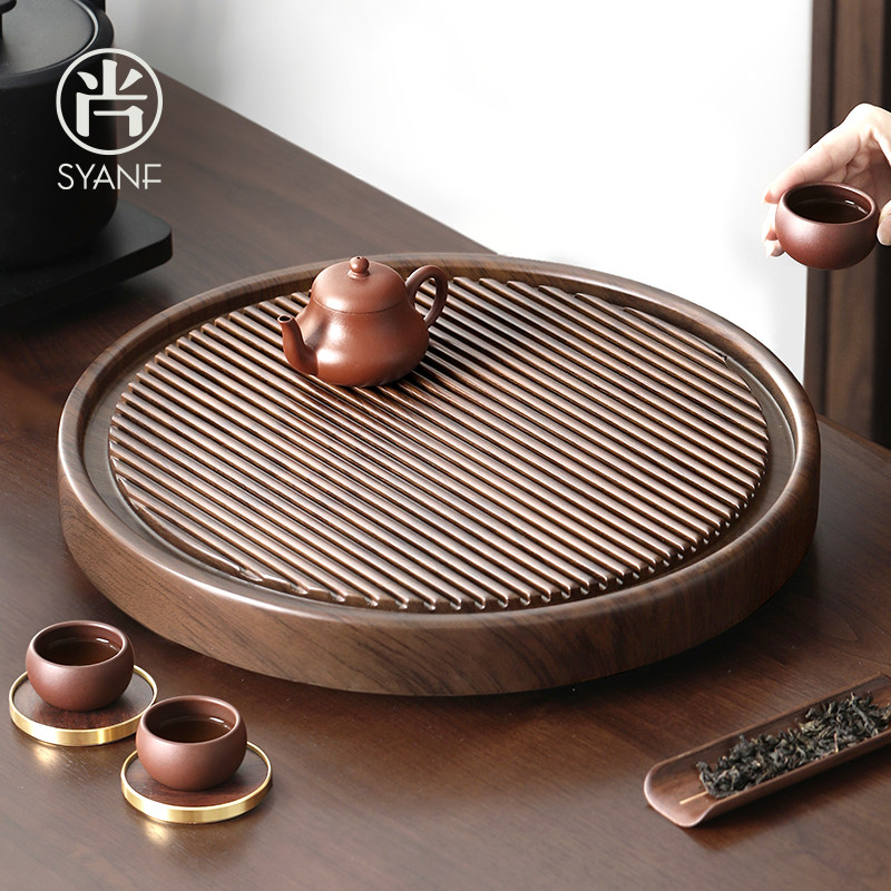 干泡茶盘茶台家用小型2025新款圆形竹制高端简约沥水托 托盘功夫