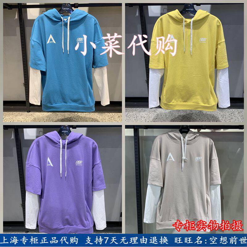 Skechers斯凯奇 男女款 创造营同款 休闲连帽套头卫衣SMLD219M055|msdalam kategori sukan/pakaian kasual, sweater sukan/pullover - dari Buy2taobao.com untuk memberikan perkhidmatan ejen Taobao profesional membeli