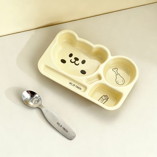PP材质儿童分隔餐盘宝宝辅食自主进食训练可爱熊造型大容量800g