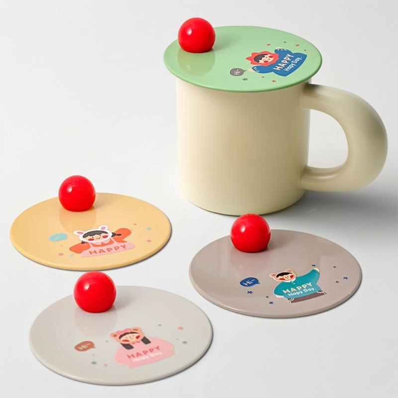 食品级塑料防尘杯盖通用圆形可爱万能玻璃杯茶水杯马克杯盖子配件