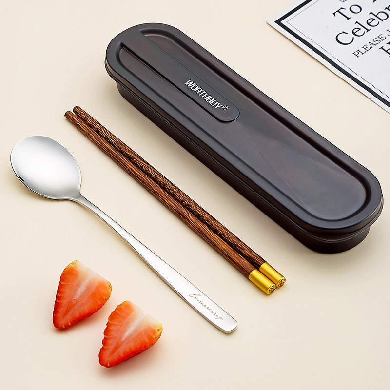 不锈钢勺子筷子可携式盒外带餐具收纳盒户外一人用小学生儿童三件,餐饮具,便携/折叠餐具,淘宝优惠券,粉丝福利购,淘宝优惠卷