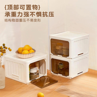 折叠收纳箱厨房专用置物架多功能碗碟收纳架碗柜储物箱零食防尘柜