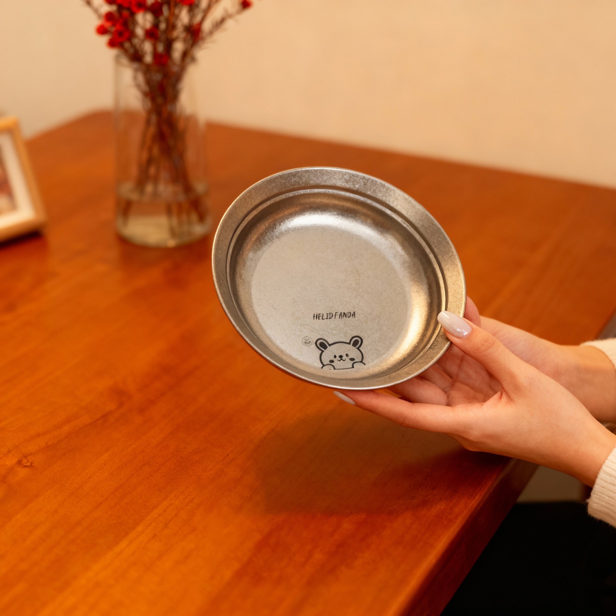 999纯钛圆形卡通熊猫托盘家居桌面收纳装饰零食盛放首饰展示可爱,餐饮具,盘,淘宝优惠券,粉丝福利购,淘宝优惠卷