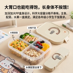 2026新款小学生专用分格透明便当盒不串味便携儿童校园午餐饭盒