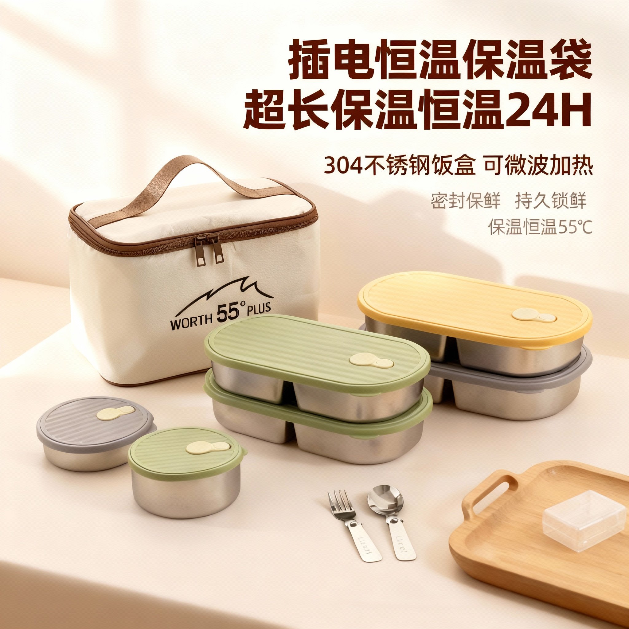 超长保温饭盒上班族2026新款24小时餐盒可充插电加热恒温袋密封盒,餐饮具,饭盒/保温桶/保温提锅,淘宝优惠券,粉丝福利购,淘宝优惠卷