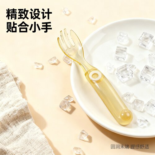 宝宝硅胶勺自主进食叉勺辅食勺训练软勺外出便携家用婴儿吃饭勺子
