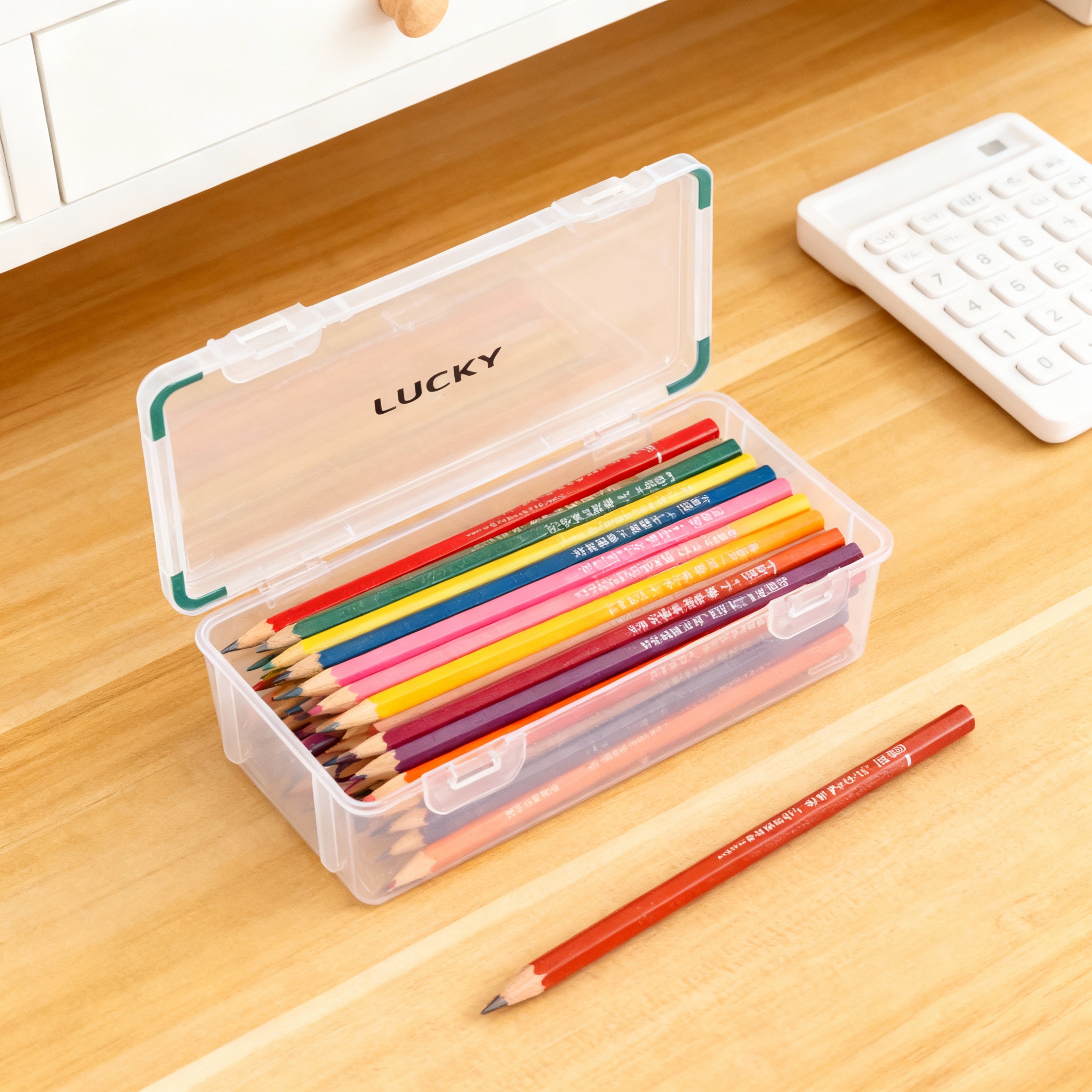 透明收纳盒卡扣密封多功能实用简约桌面文具收纳学生办公整理盒