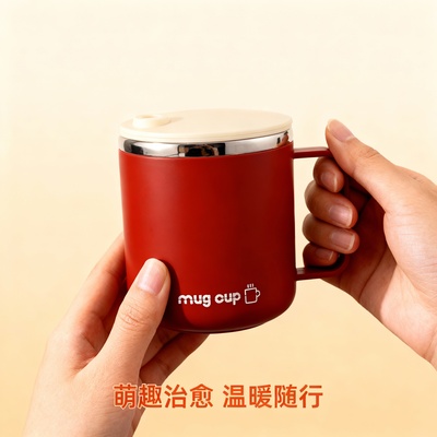 马克杯带盖304不锈钢内胆PP外壳400ml大容量办公室家用高颜值新款