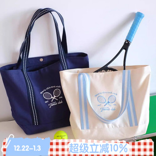 Club BLEU Tennis ROSE 复古网球包大容量帆布袋收纳运动包