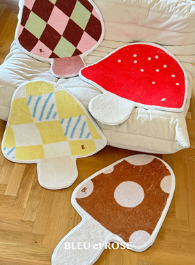BLEU et ROSE【蘑菇家族】原创毛绒地毯异形可爱客厅ins卧室门垫