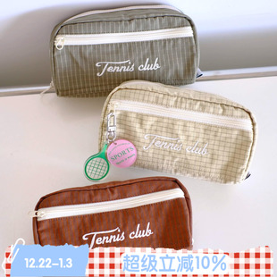 club BLEU Tennis ROSE 原创网球刺绣手拿化妆包收纳袋笔袋