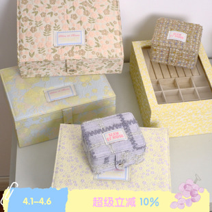 方块 BLEU ROSE 提花大容量珠宝多层收纳盒 复古首饰盒法式