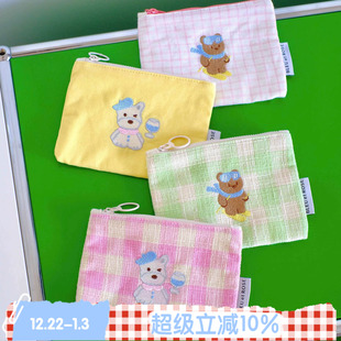 ZOO ROSE 原创刺绣卡通化妆包卡包旅行收纳可爱零钱包 BLEU