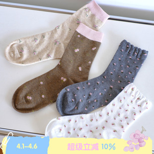 碎花袜 BLEU ROSE 可穿保暖运动 韩系可爱花边女袜少女四季