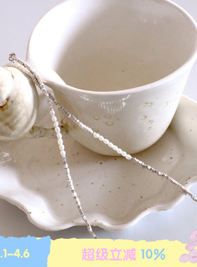 BLEU et ROSE【闪烁银河】复古手工碎银子米珠项链925小众锁骨链