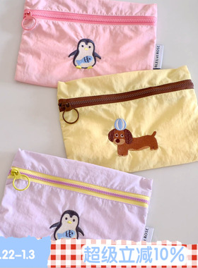 BLEU et ROSE【ZOO】原创ins刺绣旅行洗漱包收纳袋证件化妆包笔袋