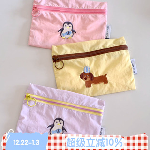 ZOO ROSE 原创ins刺绣旅行洗漱包收纳袋证件化妆包笔袋 BLEU