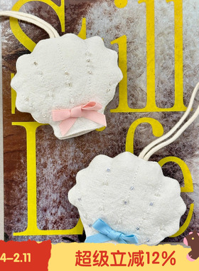 BLEU et ROSE【贝壳】法式亚麻手工钉珠刺绣包包挂件车载香薰扩香