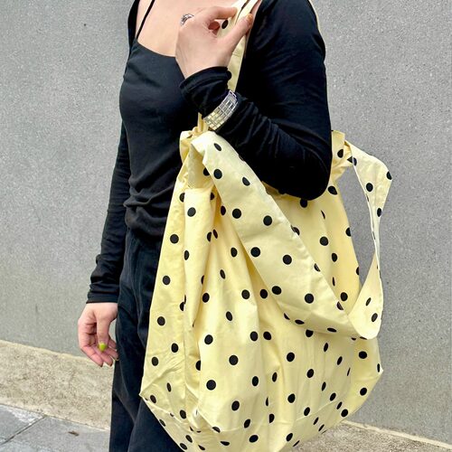 BLEU et ROSE【Polka dot】波点撞色大容量斜挎单肩包帆布袋收纳